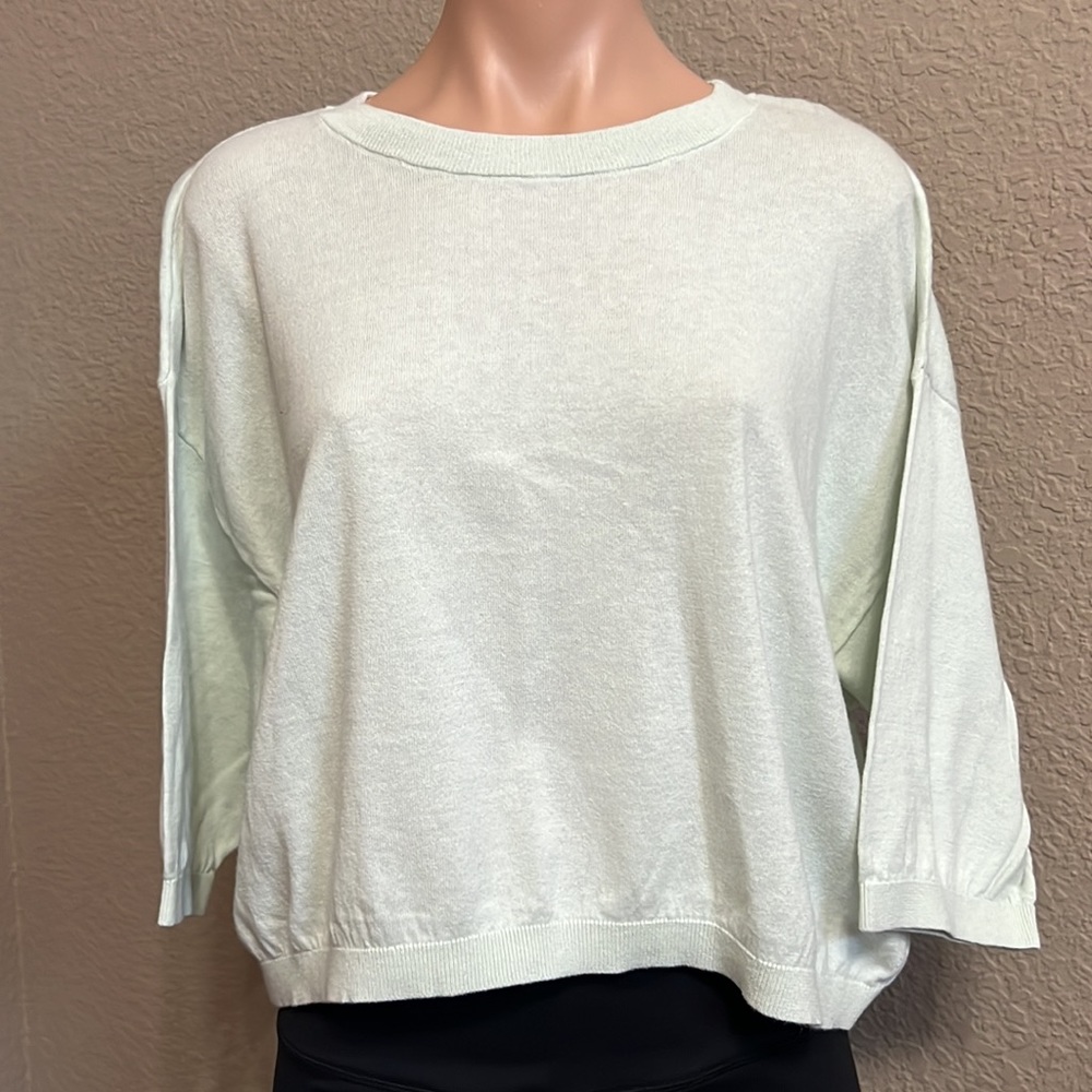 GAP 3/4 Sleeve Crop Sweater Women’s L Light Mint Green